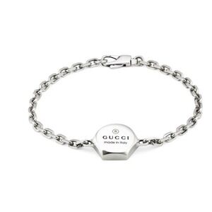 Gucci Trademark Thin Sterling Silver Link Bracelet, 779169, Size 17